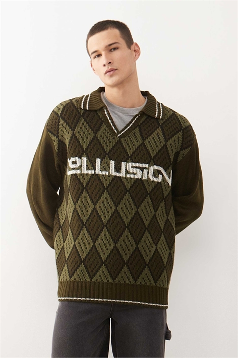 Свитер-пуловер прямого кроя с узором «аргил» артикул 153153045