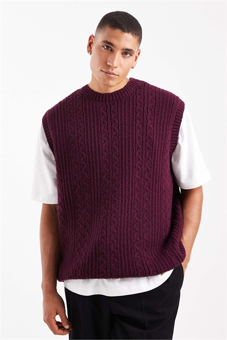 Свободная вязаная майка с косами артикул 152625004