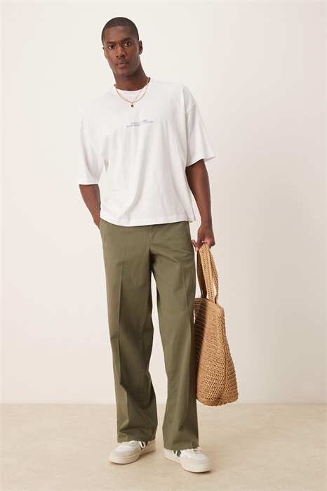 Брюки из хлопкового твила с широкими брючинами артикул 148481337