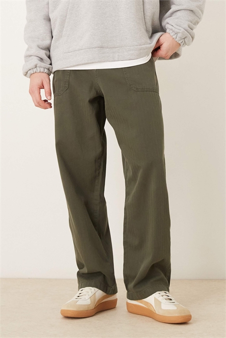 Широкие брюки прямого кроя с узором «елочка» артикул 152761269