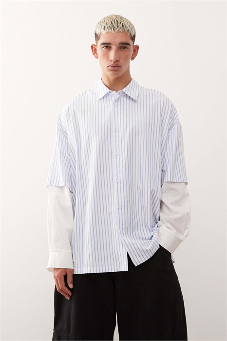 Рубашка свободного кроя с двумя слоями ткани артикул 150392880