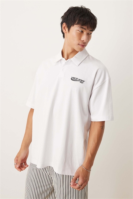 Тяжелая рубашка-поло плотностью 240 г/м² с белым принтом артикул 149597821