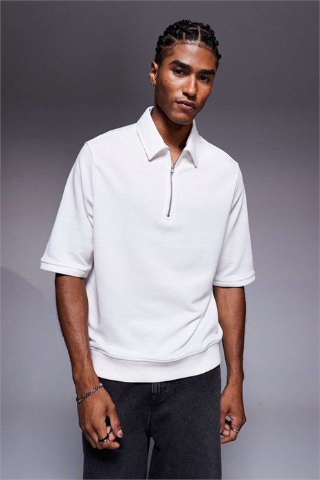 Поло с коротким рукавом и полузастежкой-молнией артикул 150369583