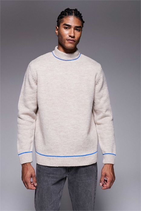 Свободный вязаный свитер с высоким воротником артикул 151966971