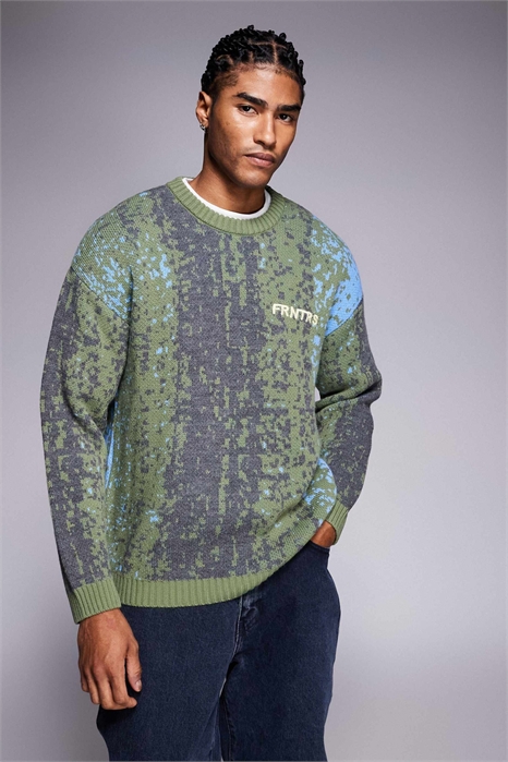 Свободный вязаный свитер с эффектом омбре и многоцветной вышивкой FRNTRS артикул 152900267