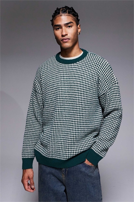 Свитер с круглым вырезом и полосками артикул 152382982