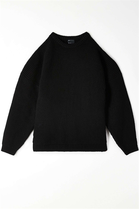 Свитер из трикотажа с узором «рыбацкая коса», очень свободного кроя артикул 153712363