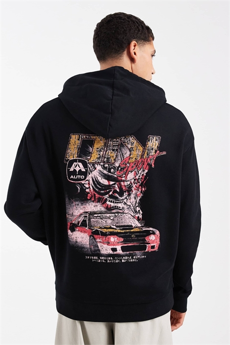 Свободная толстовка с принтом в виде автомобиля артикул 154297615