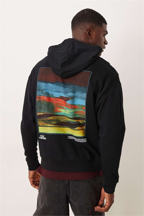 Худи свободного кроя с сувенирным принтом на спине артикул 153147222