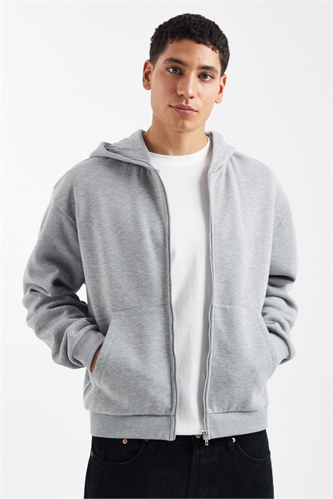 Худи с капюшоном и застежкой-молнией свободного кроя, цвет: серый меланж артикул 153493702