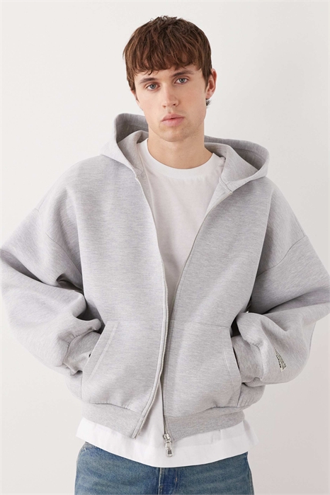Толстовка с капюшоном из плотной ткани свободного кроя на молнии артикул 155314691