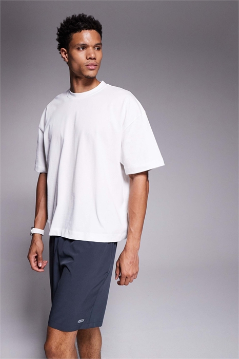 Быстросохнущая укороченная футболка для тренировок из плотного хлопка прямого кроя артикул 142658675