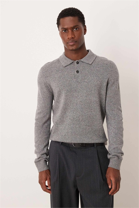 Трикотажное поло с пуговицами из смешанной шерсти артикул 154179329