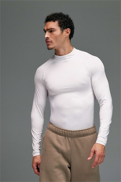 Футболка с высоким воротником и длинными рукавами для тренировок, с эффектом быстрого высыхания и облегающим кроем артикул 151779226