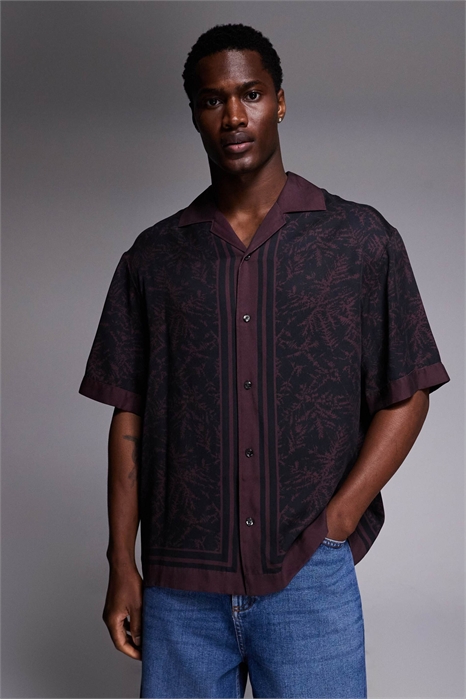 Рубашка Espino свободного кроя с открытым воротником и принтом артикул 153648608