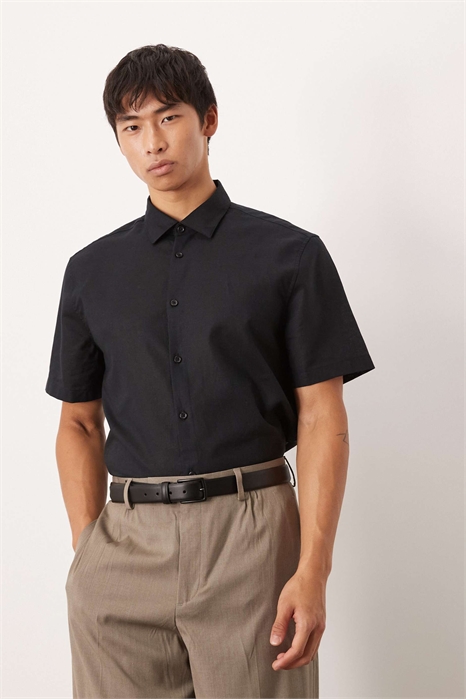 Рубашка классического кроя из смешанного льна артикул 140044328