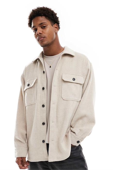 Рубашка из плотного твила с ворсистой поверхностью артикул 135376759