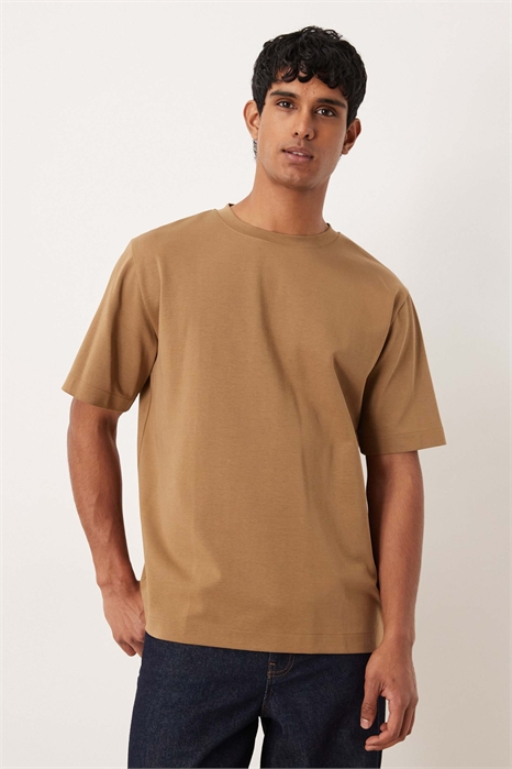 Футболка с короткими рукавами из плотной ткани интерлок, свободного кроя артикул 152633007