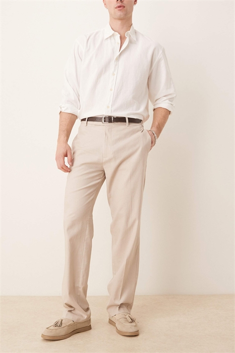 Стильные брюки из смесовой ткани с прямыми брючинами артикул 139512830