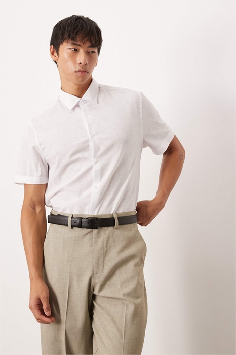 Рубашка классического кроя из смешанного льна артикул 140044300