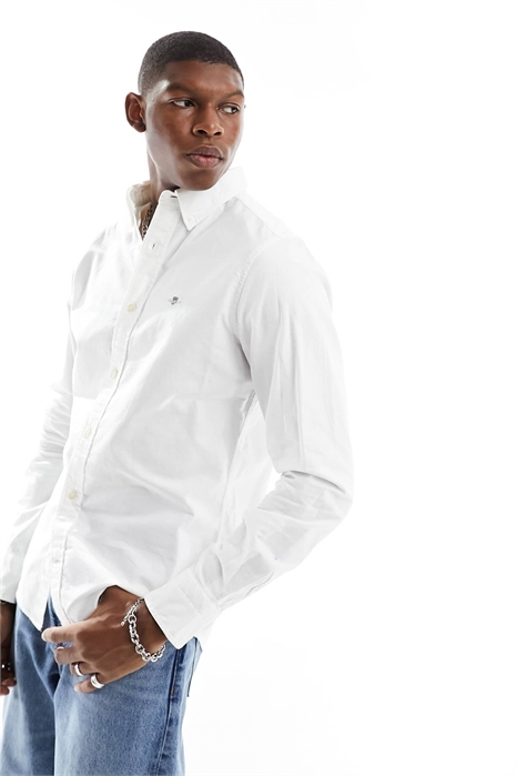 Рубашка оксфорд с логотипом в виде значка, приталенный крой артикул 131285246