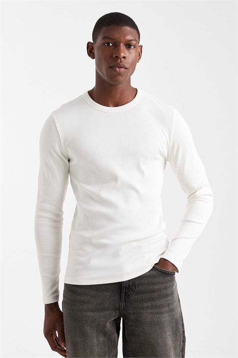 Футболка с длинным рукавом, облегающего кроя и ребристой отделкой артикул 151998102