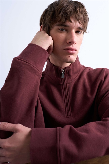 Тяжелая одежда свободного кроя с 1/4 молнией, коричневого цвета артикул 144908035