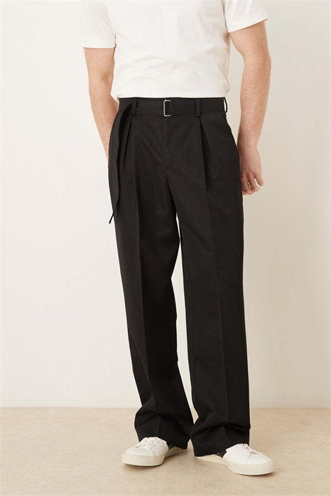 Стильные брюки с широкими брючинами и акцентом в виде ремня артикул 150001444