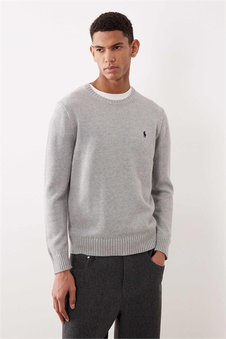 Свитер из плотного хлопкового трикотажа с логотипом в виде значка артикул 152230943