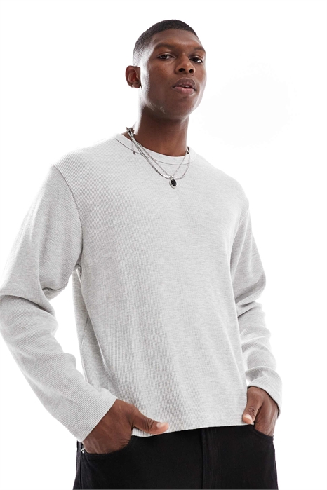 Футболка с длинным рукавом из ткани «вафля» артикул 148415249