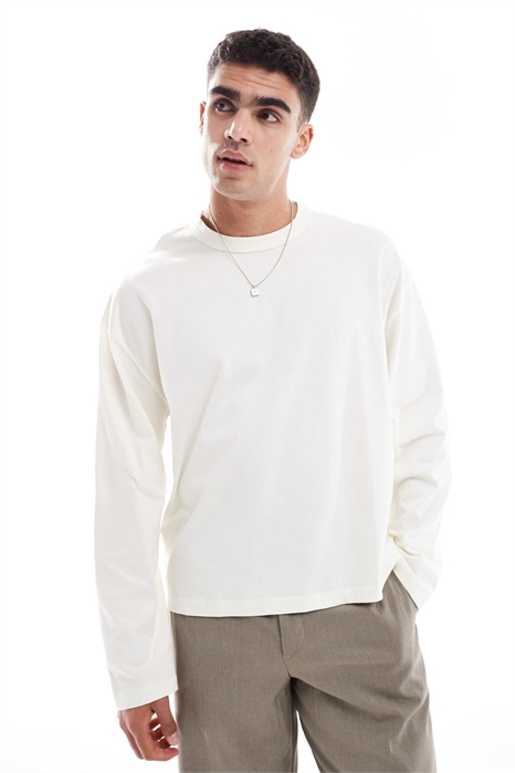 Толстовка свободного кроя с длинными рукавами из плотной ткани артикул 144538022