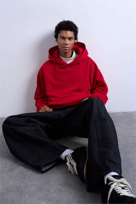 Худи с капюшоном из плотной ткани с ворсом, свободного кроя артикул 150564565