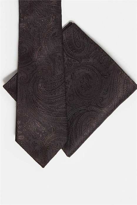 Атласный галстук с узором «пейсли» и нагрудный платок с таким же узором артикул 149635046