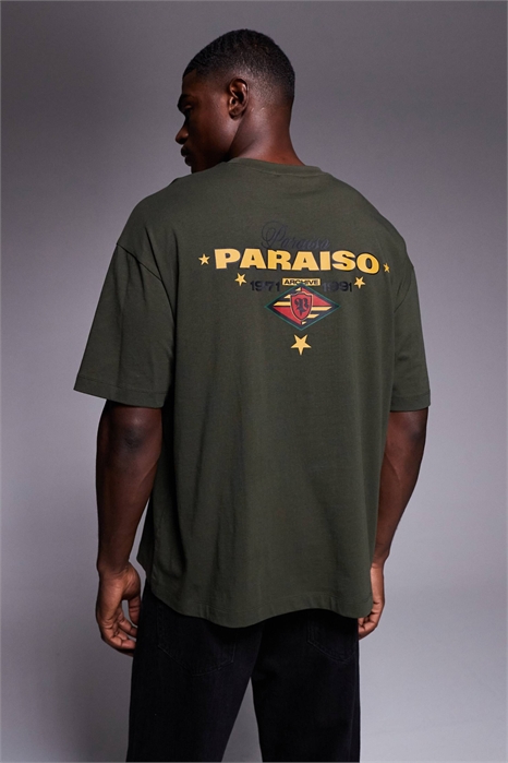 Футболка свободного кроя с надписью и эмблемой артикул 151417558