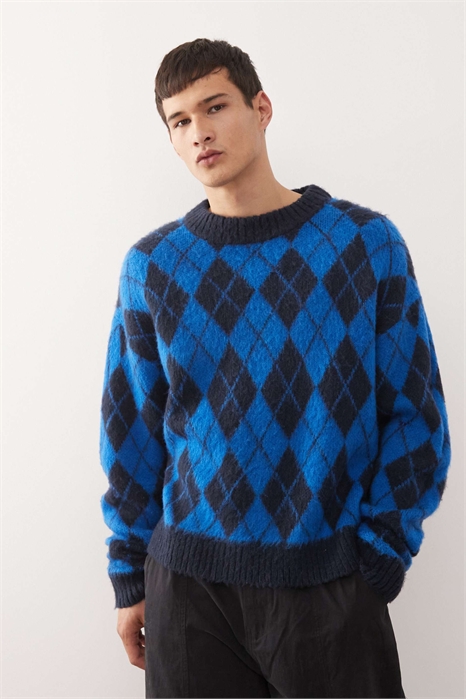 Свитшот из трикотажа с синим узором «аргил» артикул 146138339