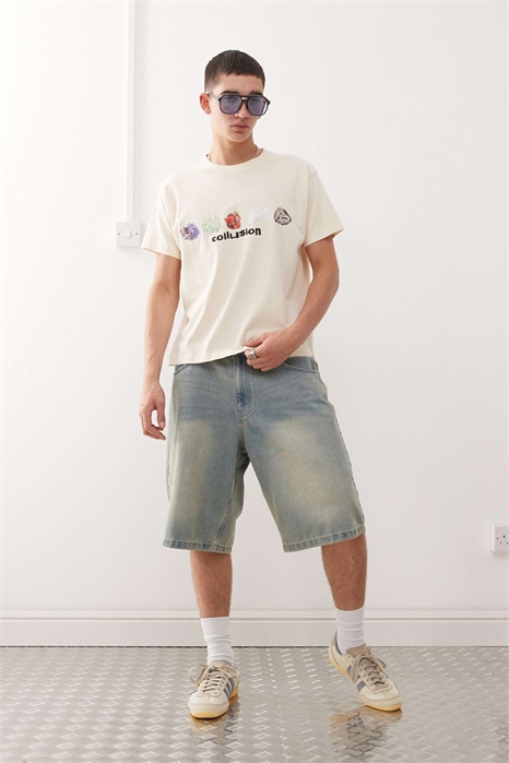 Футболка свободного кроя с принтом и короткими рукавами артикул 142808132