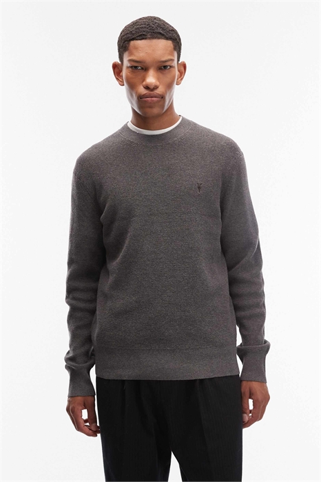 Свитер с логотипом из вафельной вязки с круглым вырезом артикул 152828833