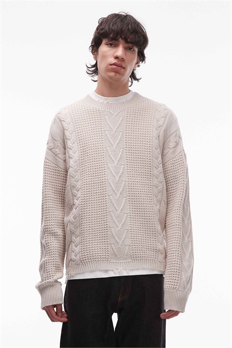 Свитер с круглым вырезом и косичками артикул 152940774