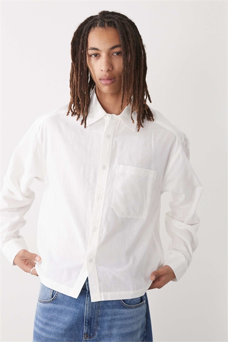 Рубашка с длинными рукавами в стиле «бокси» из льна артикул 145748017