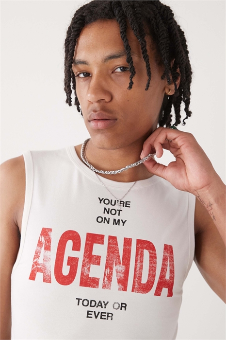 Фестивальный жилет облегающего кроя с принтом в виде слогана артикул 146735342