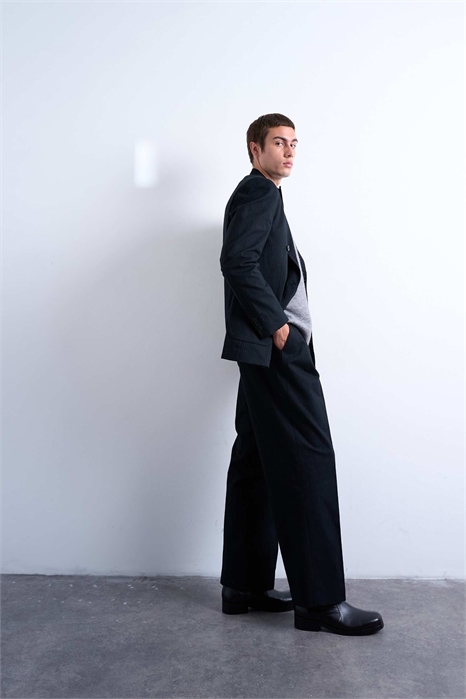 Брюки в полоску из смешанной шерсти с широкими брючинами артикул 147765548