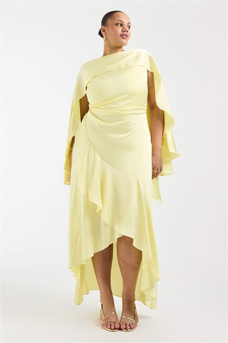 Макси-платье с атласным лифом и накидкой в стиле подружки невесты артикул 154080160