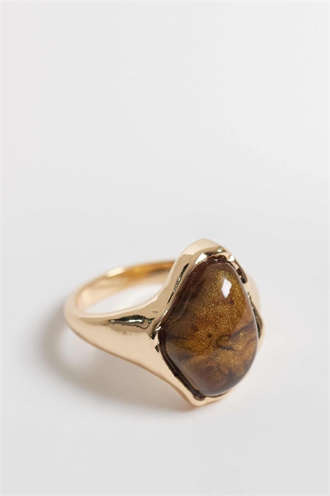 ASOS DESIGN Кольцо Curve с искусственным тигровым глазом артикул 154585423