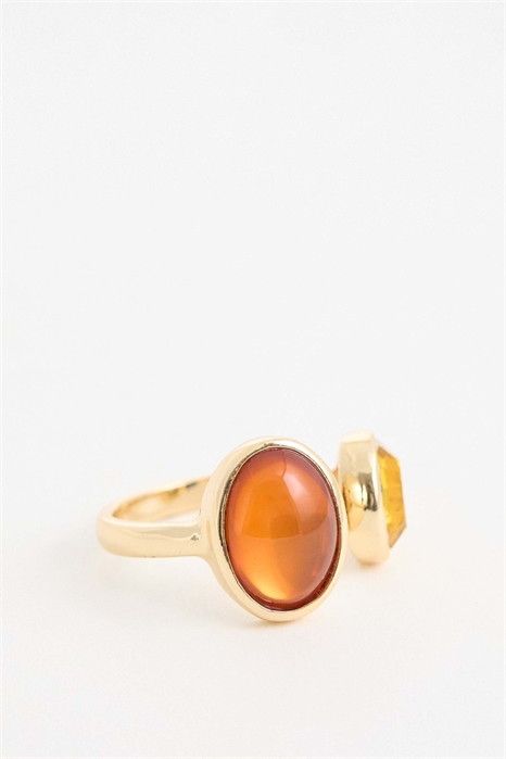 ASOS DESIGN: кольцо-обруч для полных с искусственными полудрагоценными камнями янтарного цвета артикул 149317353