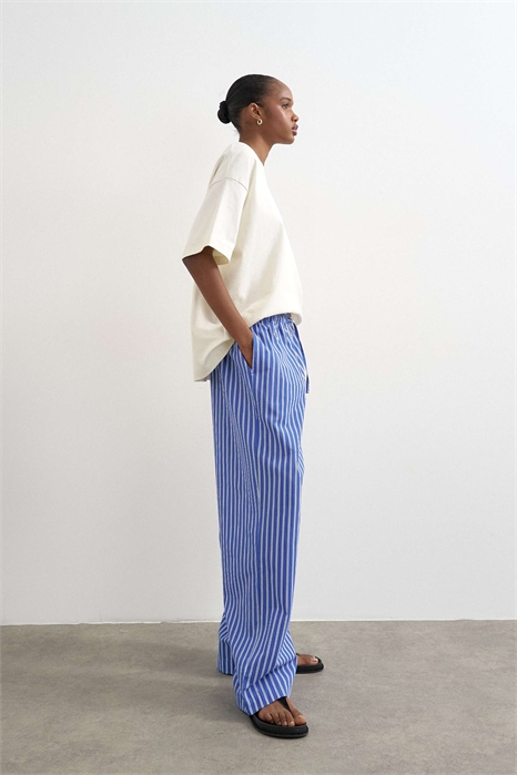 Брюки из поплина с широкими брючинами и эластичным поясом артикул 149148624