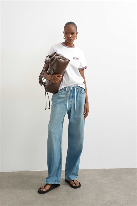 Легкие джинсы-джоггеры из денима артикул 155002436