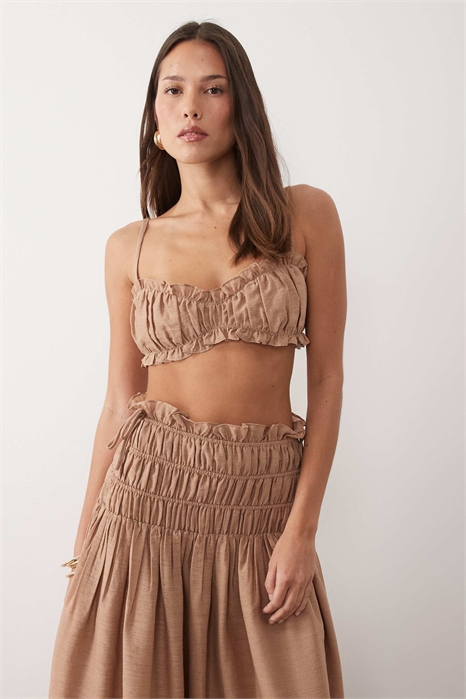 Короткий топ с завязками на спине и рюшами в стиле «льняной» от Soulie co-ord артикул 155120078