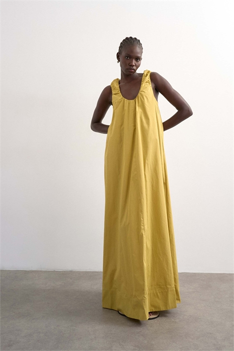 Макси-сарафан из поплина с рюшами на горловине артикул 149623269