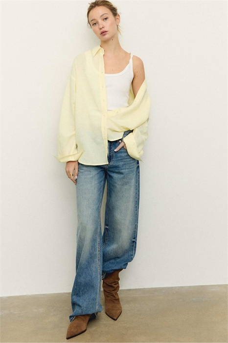 Рубашка свободного кроя с эффектом льна артикул 156368955