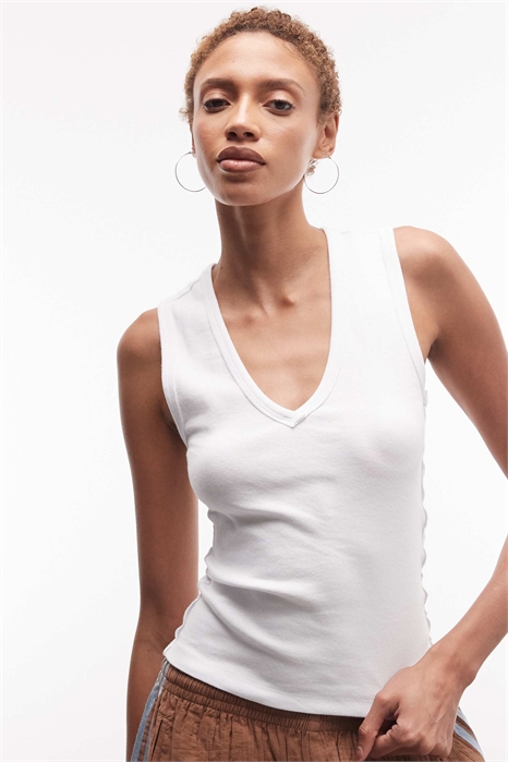 Жилет с V-образным вырезом, открытыми швами и ребристой отделкой артикул 155423847